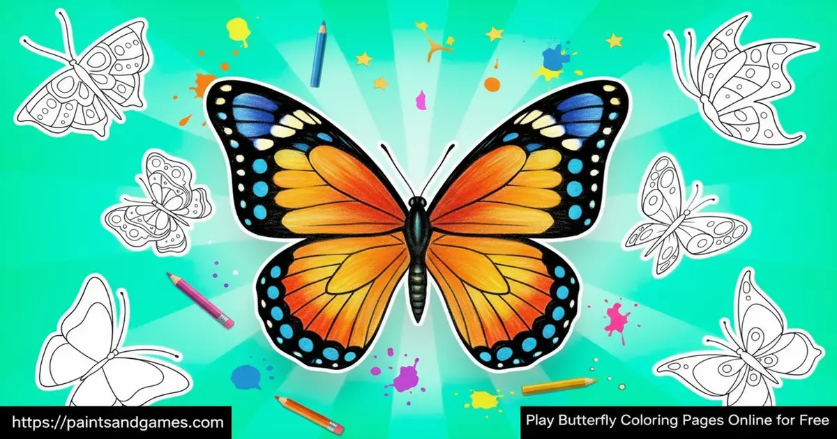 Beautiful digital butterfly art for kids