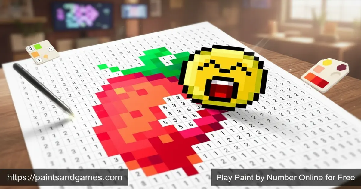 Colorful digital Paint by Number online game interface